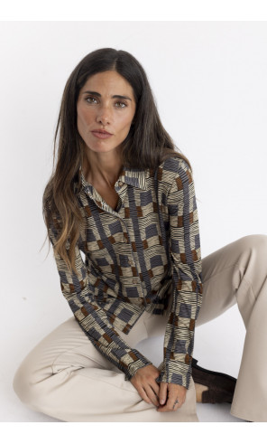 Camisa Con Print Etnico y Caida BMB & Co.