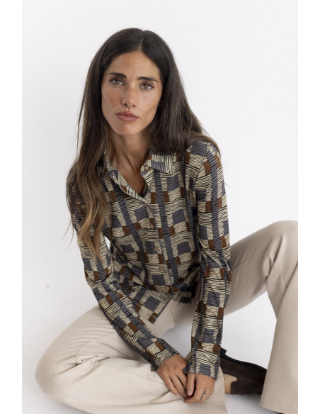 Camisa Con Print Etnico y Caida BMB & Co.