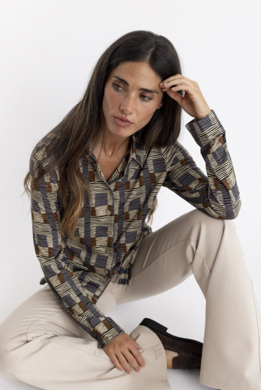 Camisa Con Print Etnico y Caida BMB & Co.