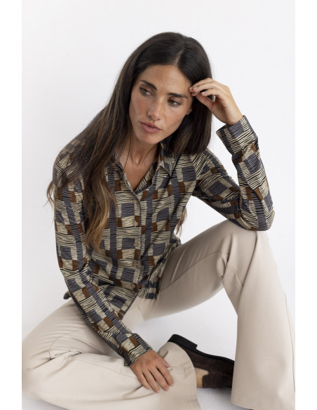 Camisa Con Print Etnico y Caida BMB & Co.