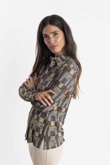 Camisa Con Print Etnico y Caida BMB & Co.