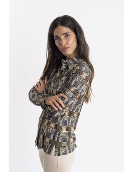 Camisa Con Print Etnico y Caida BMB & Co.