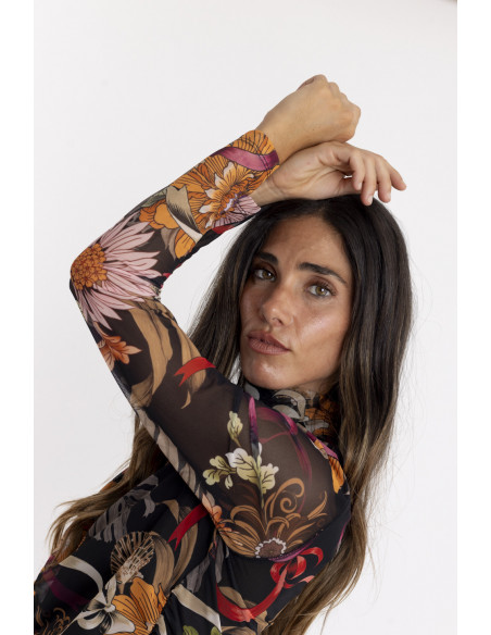 Top Tul Estampado Con Cuello Alto BMB & Co.