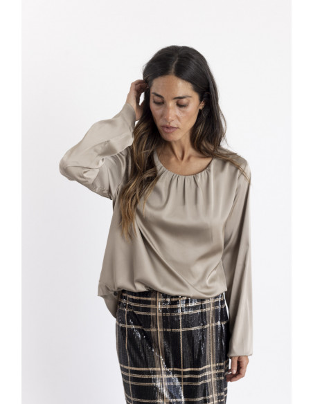 Blusa Satinada Champan Espalda Cruzada BMB & Co.