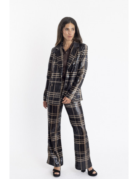 Pantalon Cuadros Lentejuelas Transparentes BMB & Co.