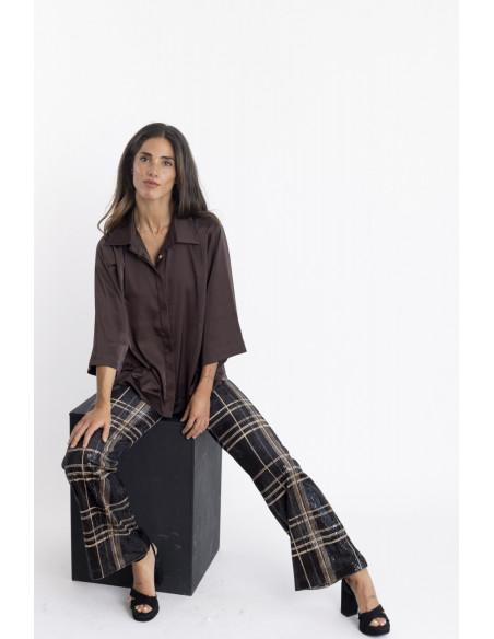 Pantalon Cuadros Lentejuelas Transparentes BMB & Co.