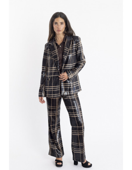 Pantalon Cuadros Lentejuelas Transparentes BMB & Co.