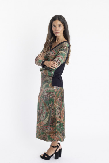 Falda Midi Print Con Lentejuelas BMB & Co.