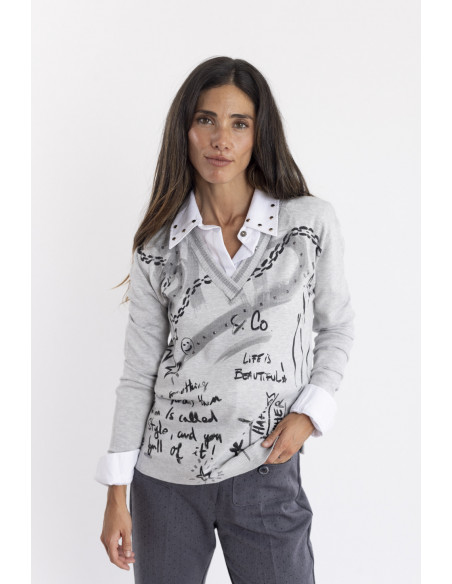 Jersey Fino Gris  Con Print Graffiti BMB  & Co.