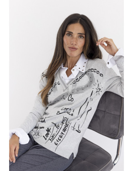 Jersey Fino Gris  Con Print Graffiti BMB  & Co.
