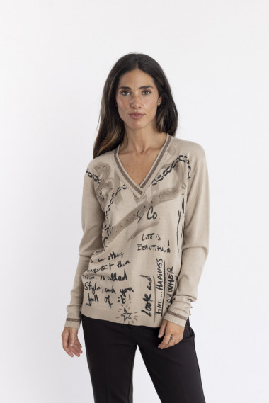 Jersey Escote En Pico Con Print Graffiti BMB  & Co.