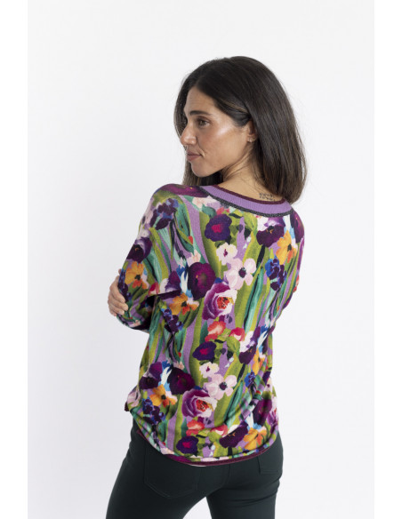 Jersey Escote En Pico Con Print Floral BMB & Co.