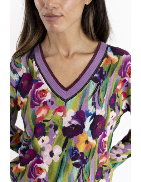 Jersey Escote En Pico Con Print Floral BMB & Co.