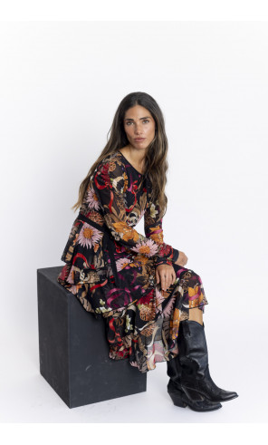 Vestido Tul Estampado con Volantes BMB & Co.