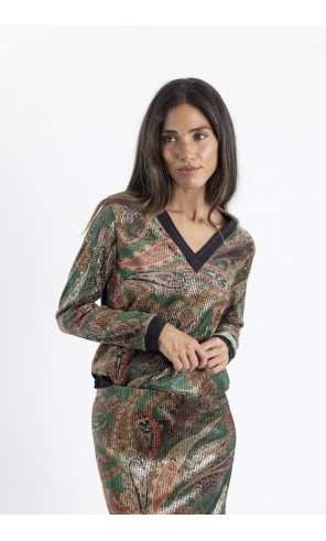 Camiseta Estampada Con Lentejuelas Transparentes BMB & Co.