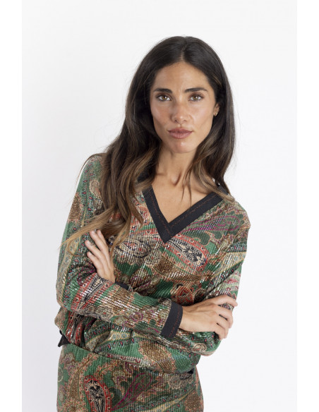 Camiseta Estampada Con Lentejuelas Transparentes BMB & Co.