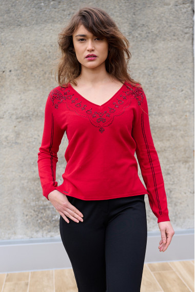 Jersey de Punto Fino Escote Con Strass BMB & Co.