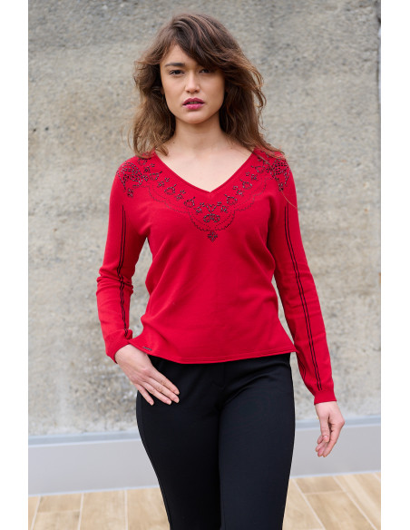 Jersey de Punto Fino Escote Con Strass BMB & Co.