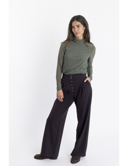 Top Tul Kaki Entallado Cuello Alto BMB & Co.