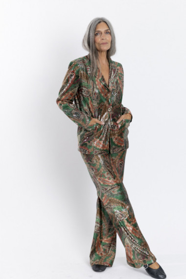 Blazer Estampada Con Lentejuelas Transparentes BMB & Co.