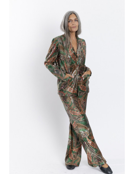 Blazer Estampada Con Lentejuelas Transparentes BMB & Co.