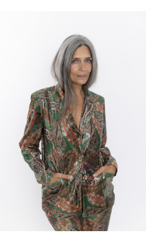 Blazer Estampada Con Lentejuelas Transparentes BMB & Co.