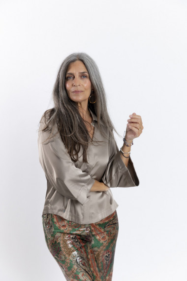 Blusa Satinada Champan Mangas Amplias BMB & Co.