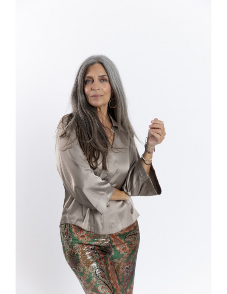 Blusa Satinada Champan Mangas Amplias BMB & Co.