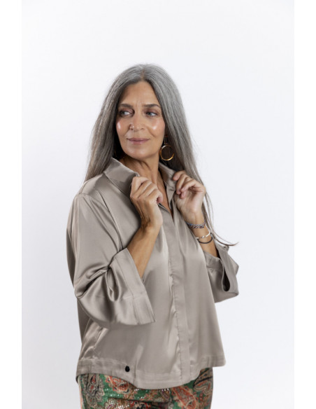 Blusa Satinada Champan Mangas Amplias BMB & Co.