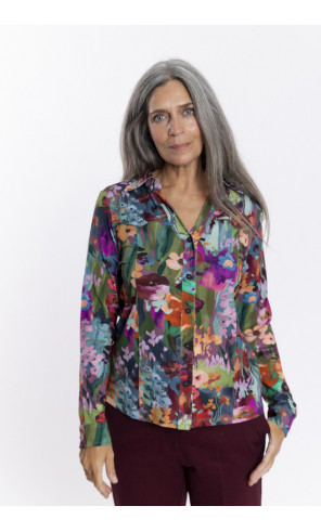 CAMISETA CON CUELLO FLORAL