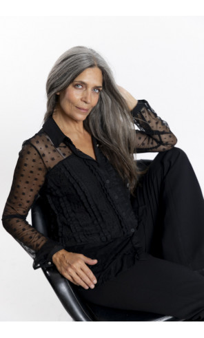 Camisa Negra Tul Bordado BMB & Co.