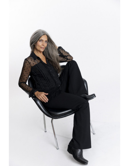 Camisa Negra Tul Bordado BMB & Co.