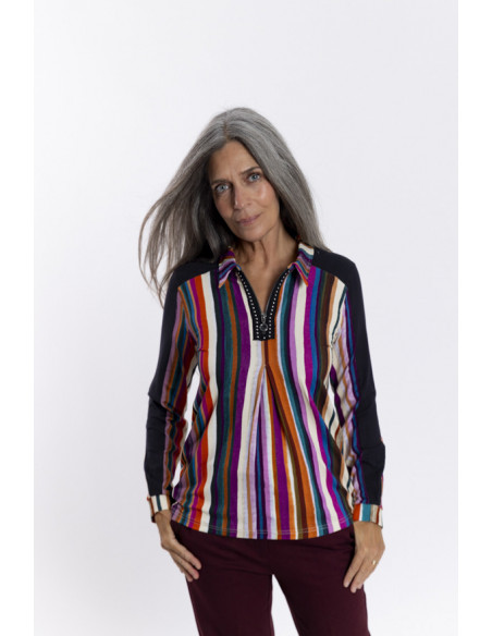 Camiseta Rayas Maltinto y Cremallera en Escote BMB & Co.