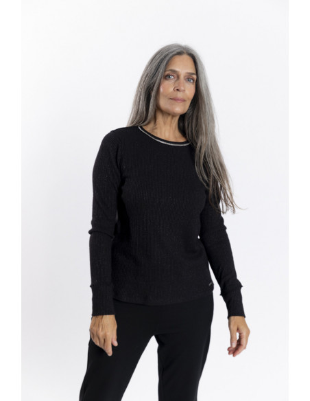 Camiseta Negra Canalé con Lurex BMB & Co.