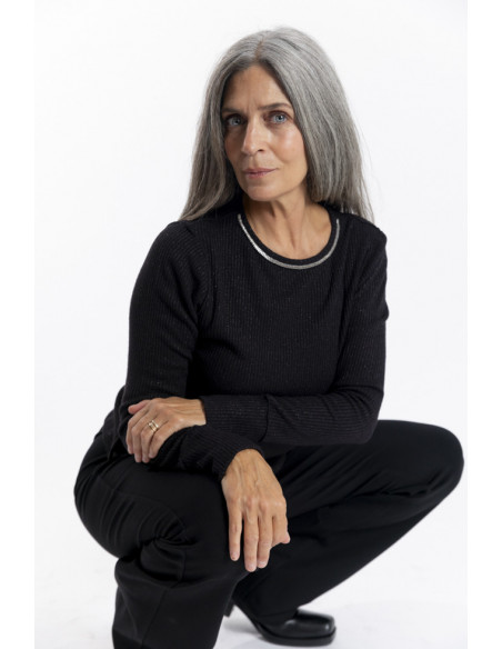 Camiseta Negra Canalé con Lurex BMB & Co.