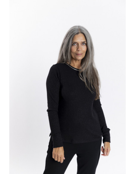 Camiseta Negra Canalé con Lurex BMB & Co.