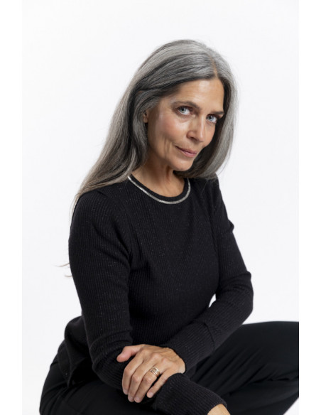 Camiseta Negra Canalé con Lurex BMB & Co.