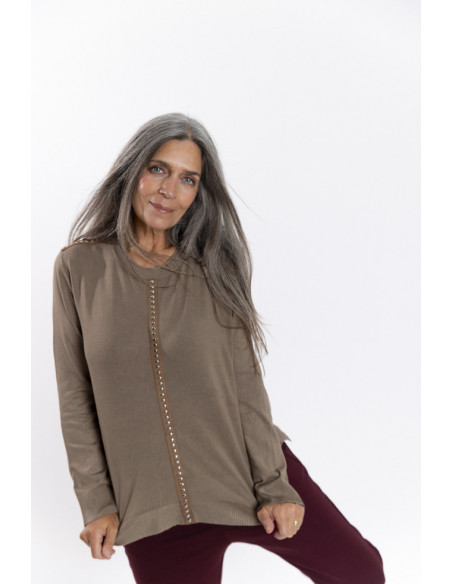 Jersey Punto Fino Camel Escote Redondo BMB & Co.