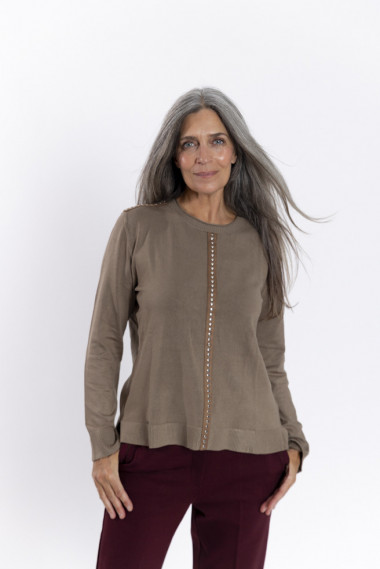 Jersey Punto Fino Camel Escote Redondo BMB & Co.