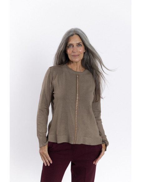 Jersey Punto Fino Camel Escote Redondo BMB & Co.