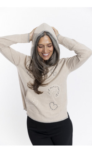 Sudadera Cruda Lana Con Bordados BMB & Co.