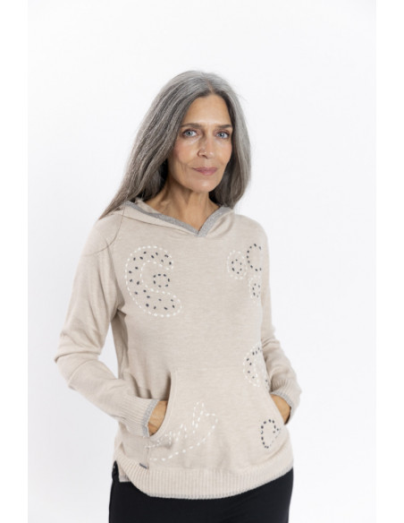 Sudadera Cruda Lana Con Bordados BMB & Co.