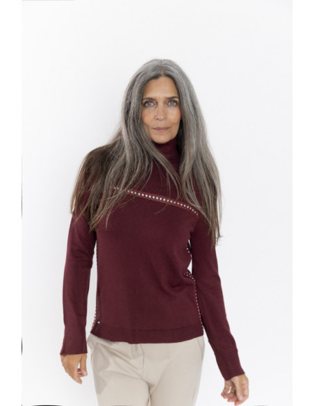 Jersey Punto Fino Granate Cuello Alto BMB & Co.