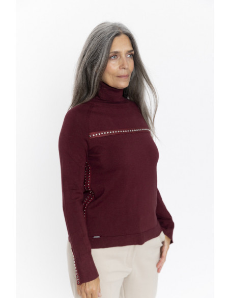 Jersey Punto Fino Granate Cuello Alto BMB & Co.