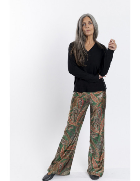PANTALON RECTO CON LENTEJUELAS
