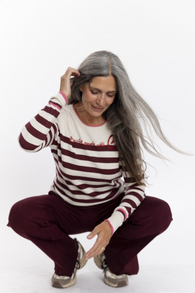 Pantalon Recto Granate Efecto Segunda Piel