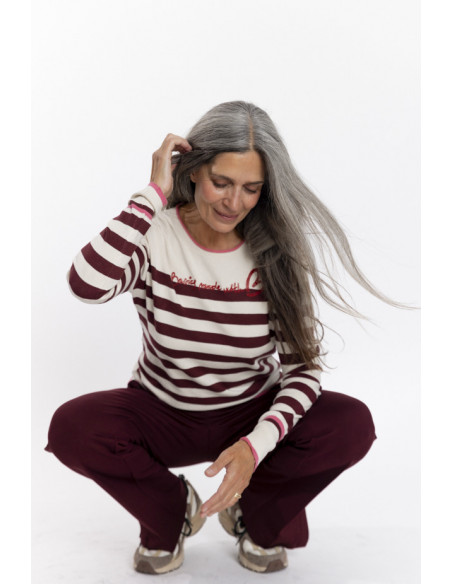 Pantalon Recto Granate Efecto Segunda Piel