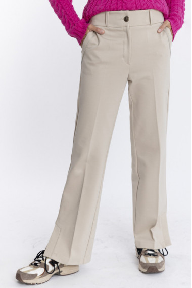 Pantalon Recto Con Aberturas Piedra BMB & Co.