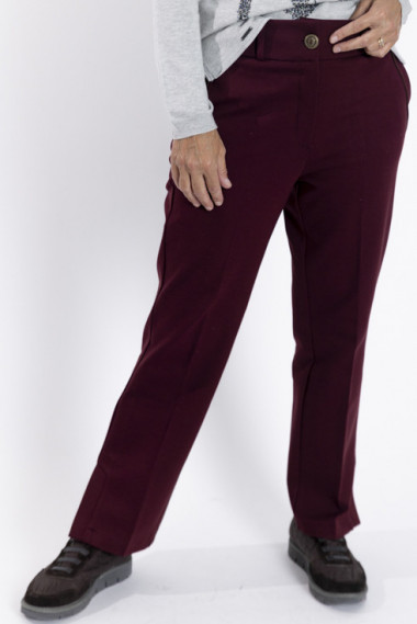 Pantalon Recto Granate Efecto Segunda Piel