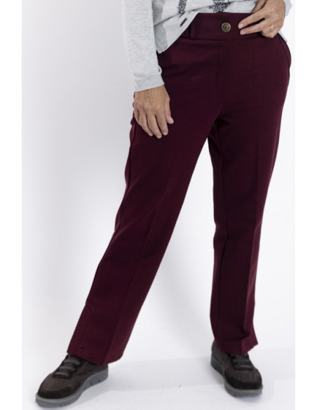 Pantalon Recto Granate Efecto Segunda Piel